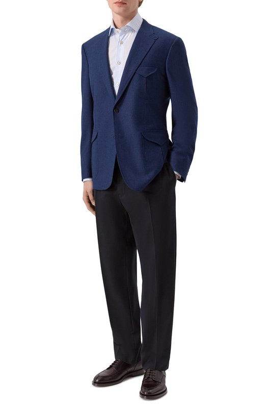 Хлопковая сорочка Kiton UCCH0948503 Голубой  UCCH0948503 Фото 2