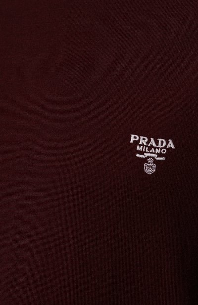 Шерстяная водолазка PRADA бордового цвета по цене 115000 руб., арт. UMR505-1ZLE-F0007-212, фото 5 Шерстяная водолазка PRADA, арт. UMR505-1ZLE-F0007-212, фото 5