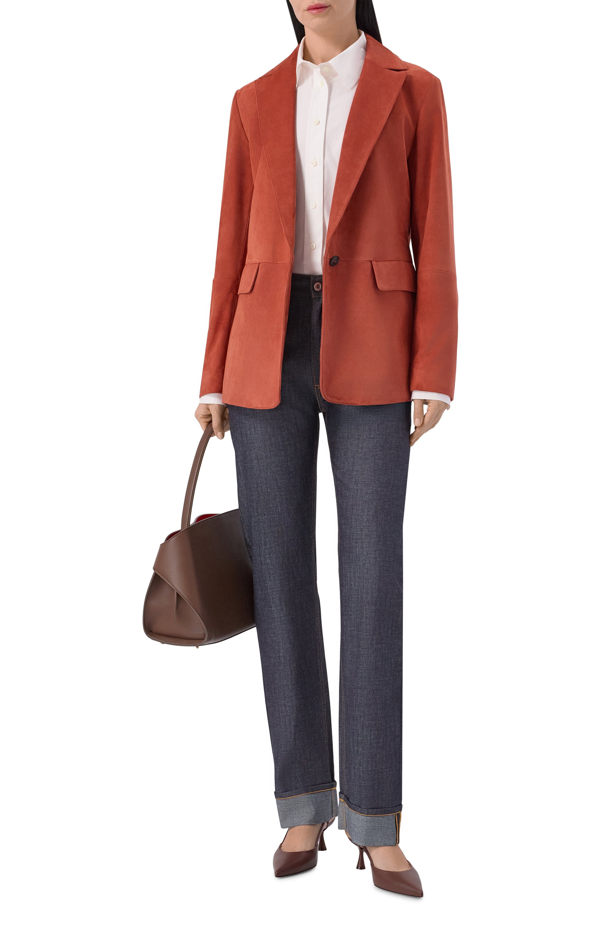 Замшевый жакет MVST оранжевого цвета по цене 372500 руб., арт. M25.1PW.L011/METIS SUEDE 0.6 MM, фото 2 Замшевый жакет MVST, арт. M25.1PW.L011/METIS SUEDE 0.6 MM, фото 2