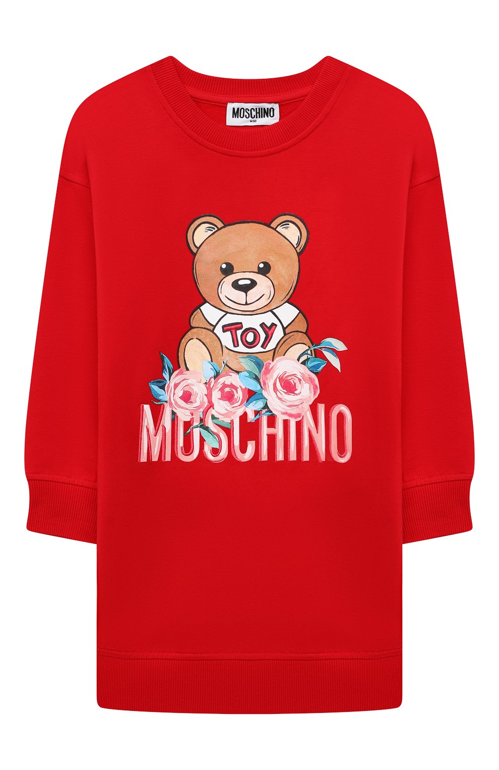 Хлопковое платье MOSCHINO красного цвета по цене 15200 руб., арт. H1V064/LDA16/4A-8A, фото 1 Хлопковое платье MOSCHINO, арт. H1V064/LDA16/4A-8A, фото 1