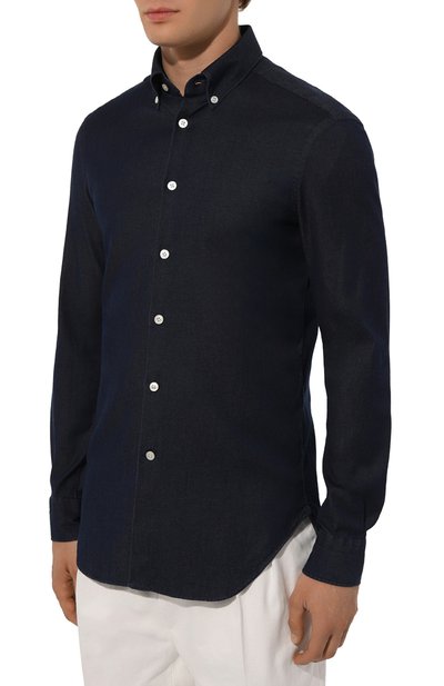 Джинсовая рубашка KITON темно-синего цвета по цене 59950 руб., арт. UCIH0904201, фото 3 Джинсовая рубашка KITON, арт. UCIH0904201, фото 3