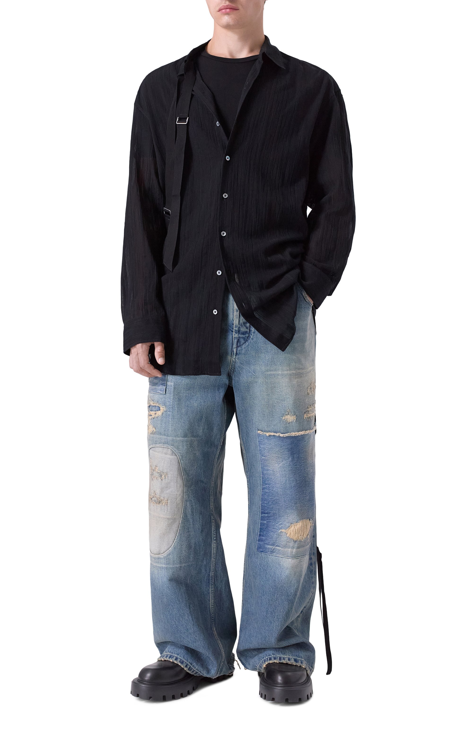 Рубашка из хлопка и шерсти ANN DEMEULEMEESTER, арт. B0013137/FA648, фото 2