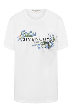 Женская хлопковая футболка GIVENCHY белого цвета, арт. BW70753Z39 | Фото 1 (Рукава: Короткие; Длина (для топов): Стандартные; Принт: С принтом; Материал сплава: Проставлено; Материал внешний: Хлопок; Женское Кросс-КТ: Футболка-одежда; Драгоценные камни: Проставлено; Стили: Кэжуэл; Статус проверки: Проверена категория)