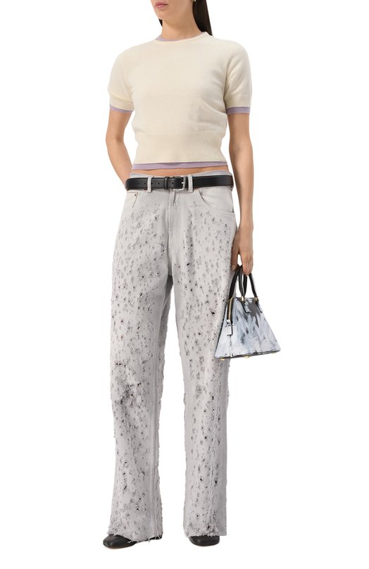 Шерстяной пуловер Maison Margiela S51HL0018/M13090 Кремовый  S51HL0018/M13090 Фото 2