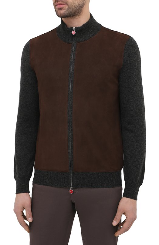 Комбинированный кардиган Kiton UK1276 Коричневый  UK1276 Фото 3