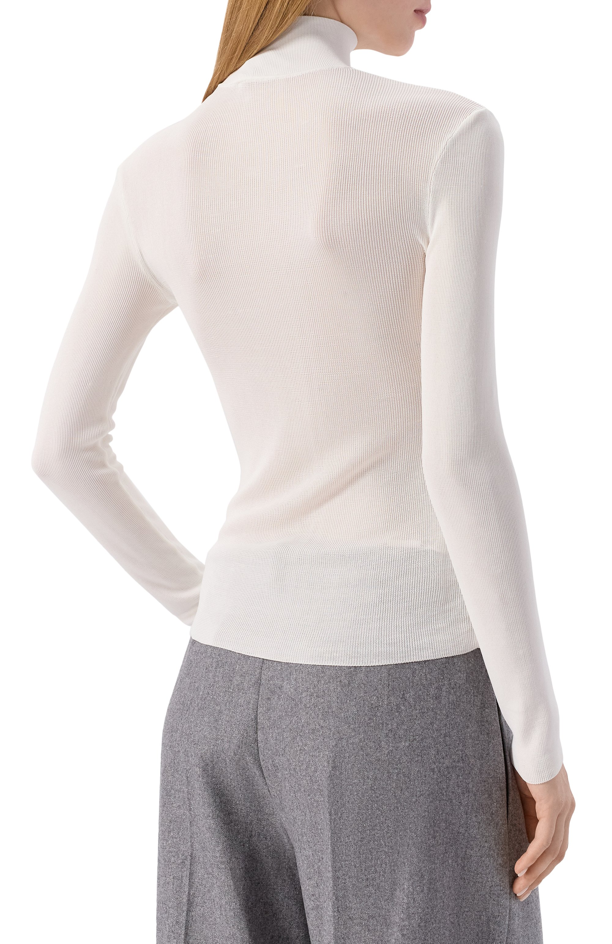 Водолазка из вискозы SELF-PORTRAIT молочного цвета по цене 34850 руб., арт. PF25116TW, фото 4 Водолазка из вискозы SELF-PORTRAIT, арт. PF25116TW, фото 4