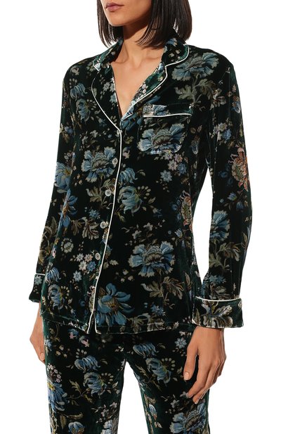 Пижама из вискозы и шелка OLIVIA VON HALLE темно-зеленого цвета по цене 73150 руб., арт. PS2201, фото 3 Пижама из вискозы и шелка OLIVIA VON HALLE, арт. PS2201, фото 3