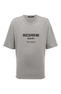 Мужская футболка DOLCE & GABBANA серого цвета, арт. G8RF4T/G7K0C | Фото 1 (Рукава: Короткие; Материал внешний: Синтетический материал, Хлопок; Длина (для топов): Стандартные; Принт: С принтом; Материал сплава: Проставлено; Драгоценные камни: Проставлено; Стили: Кэжуэл)