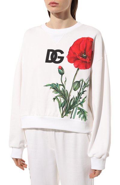 Хлопковый свитшот DOLCE & GABBANA красного цвета по цене 81900 руб., арт. F9L05T/HS7LQ, фото 3 Хлопковый свитшот DOLCE & GABBANA, арт. F9L05T/HS7LQ, фото 3