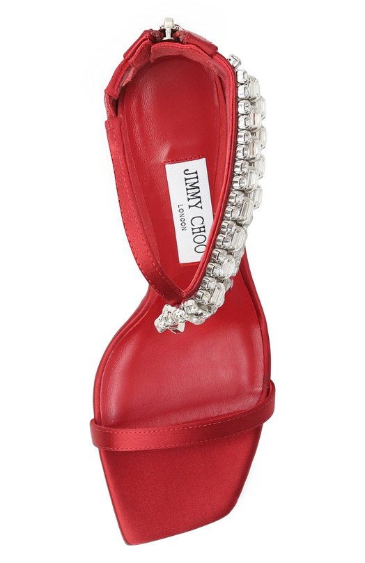 Текстильные босоножки Verity 100 Jimmy Choo VERITY SANDAL 100/SAT Красный  VERITY SANDAL 100/SAT Фото 6