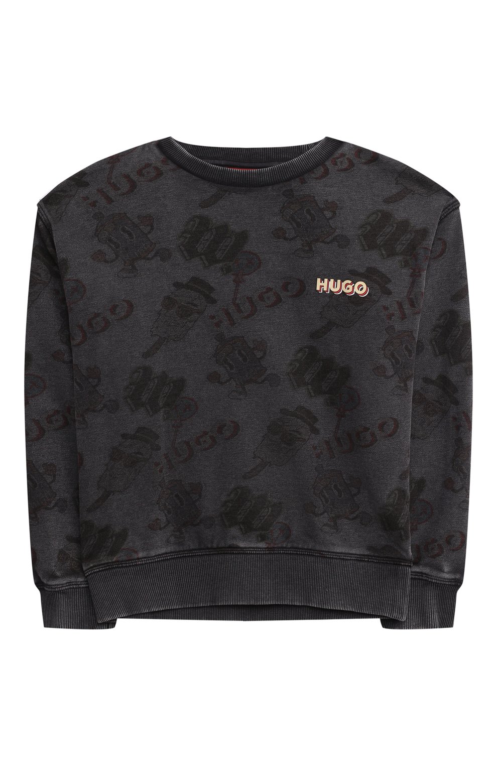 Хлопковый свитшот HUGO темно-серого цвета по цене 13250 руб., арт. G00165, фото 1 Хлопковый свитшот HUGO, арт. G00165, фото 1