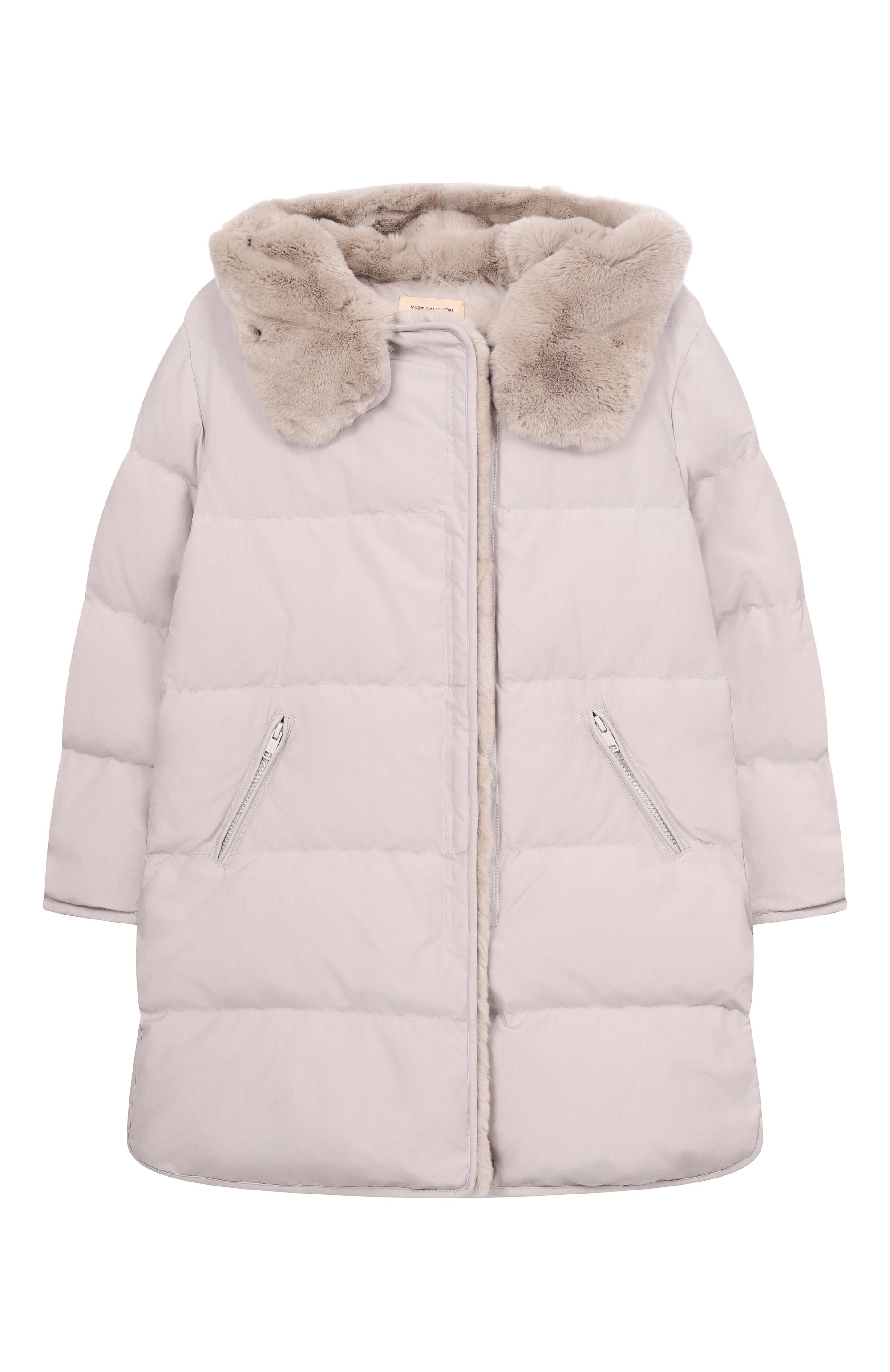 Пуховое пальто с отделкой из кролика YVES SALOMON ENFANT, арт. 26WEM905XXJ06X, фото 1