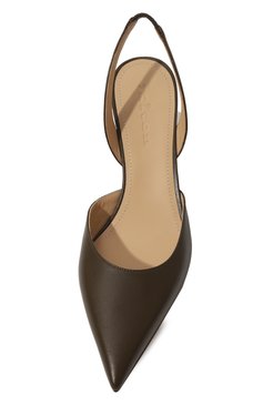 Женские кожаные туфли KITON коричневого цвета, арт. D54811K0910D | Фото 6 (Материал внутренний: Натуральная кожа; Материал сплава: Проставлено; Каблук высота: Средний; Подошва: Плоская; Каблук тип: Kitten heel; Драгоценные камни: Проставлено)