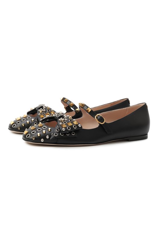 Кожаные балетки Bowow Valentino 7W2S0MX7/ETL Чёрный 7W2S0MX7/ETL