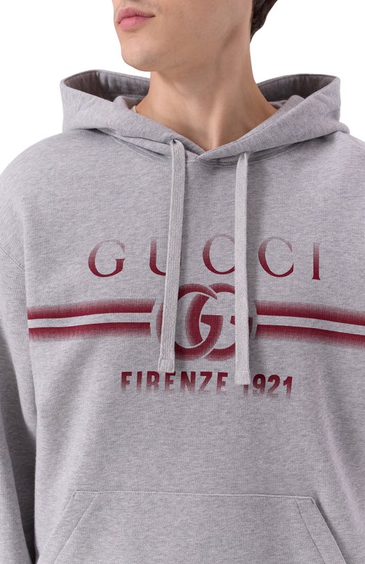 Хлопковое худи Gucci 788771/XJGKP Серый  788771/XJGKP Фото 5