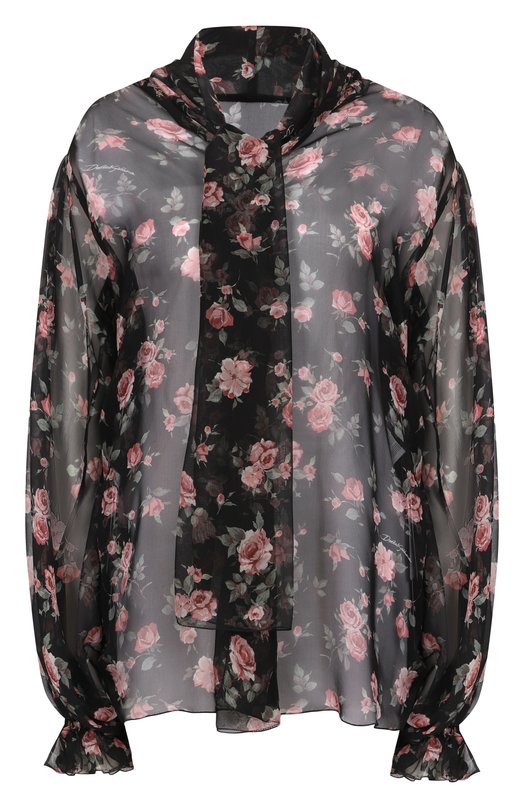Шелковая блузка Dolce & Gabbana F7BL0T/IS10R Чёрный F7BL0T/IS10R