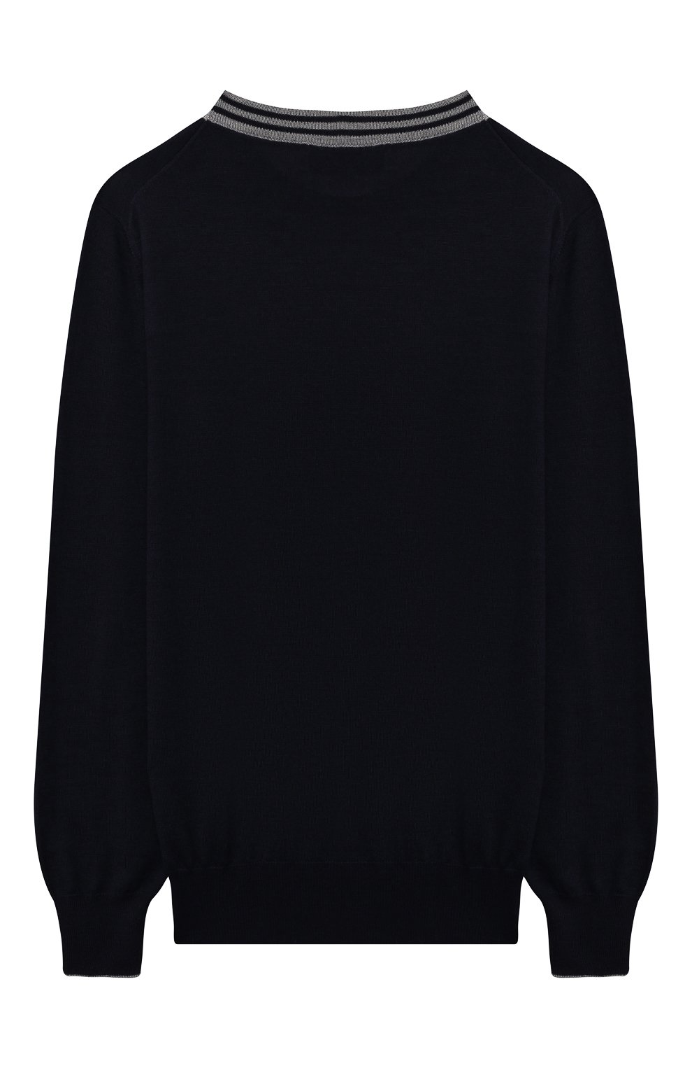 Шерстяной пуловер BRUNELLO CUCINELLI темно-синего цвета по цене 44200 руб., арт. B24M80400C, фото 2 Шерстяной пуловер BRUNELLO CUCINELLI, арт. B24M80400C, фото 2