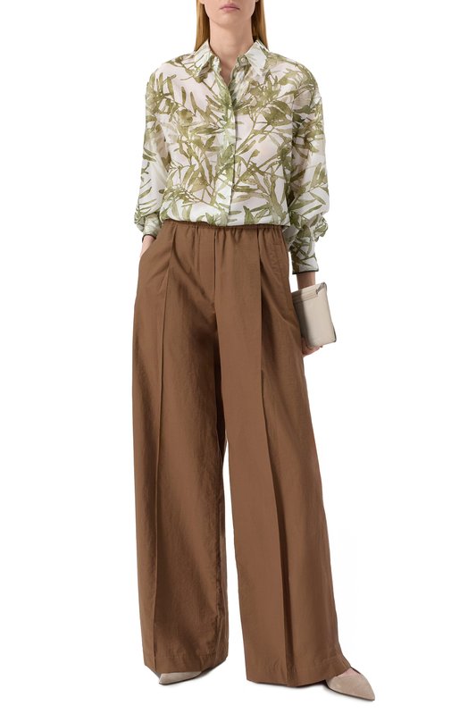 Хлопковые брюки Brunello Cucinelli ML140P8721 Коричневый  ML140P8721 Фото 2