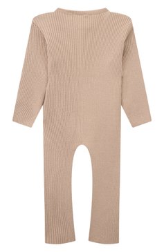 Детский комплект из комбинезона и шапки ROYAL FIVE COLLECTION бежевого цвета, арт. ККВЛ-БACS107 | Фото 3 (Материал сплава: Проставлено; Нос: Не проставлено; Материал внешний: Хлопок)