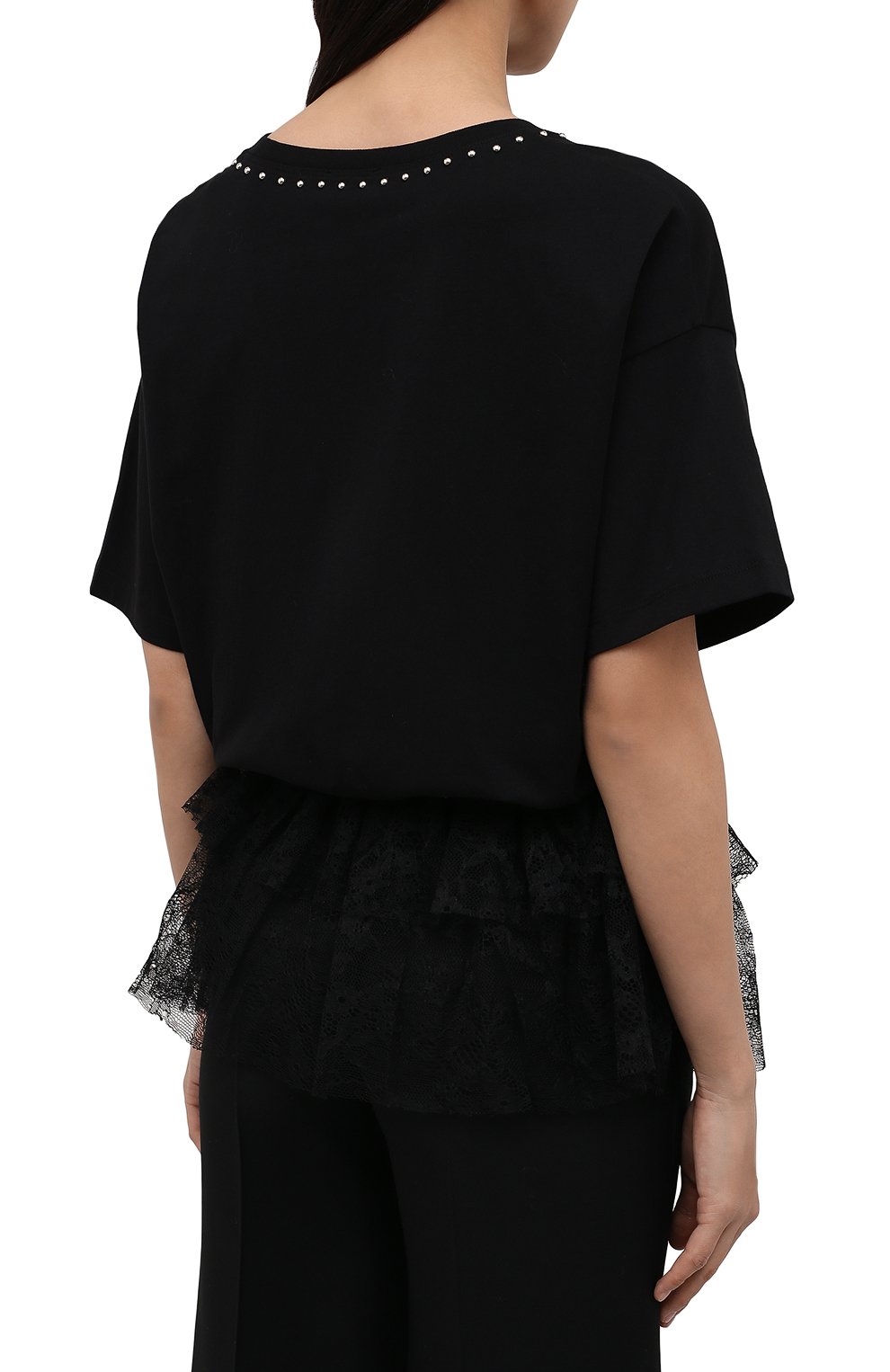 Хлопковая футболка REDVALENTINO черного цвета по цене 36050 руб., арт. WR3MG11B/61S, фото 4 Хлопковая футболка REDVALENTINO, арт. WR3MG11B/61S, фото 4