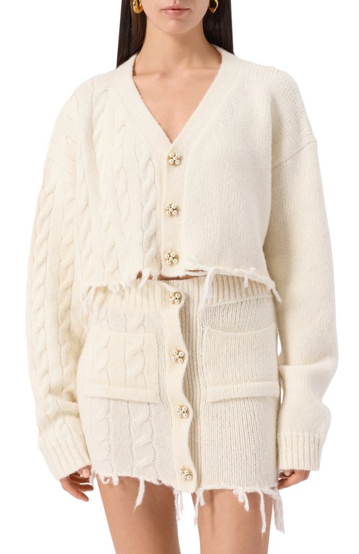 Шерстяной кардиган VETEMENTS WA65KN276C/2901 KNIT Кремовый  WA65KN276C/2901 KNIT Фото 3