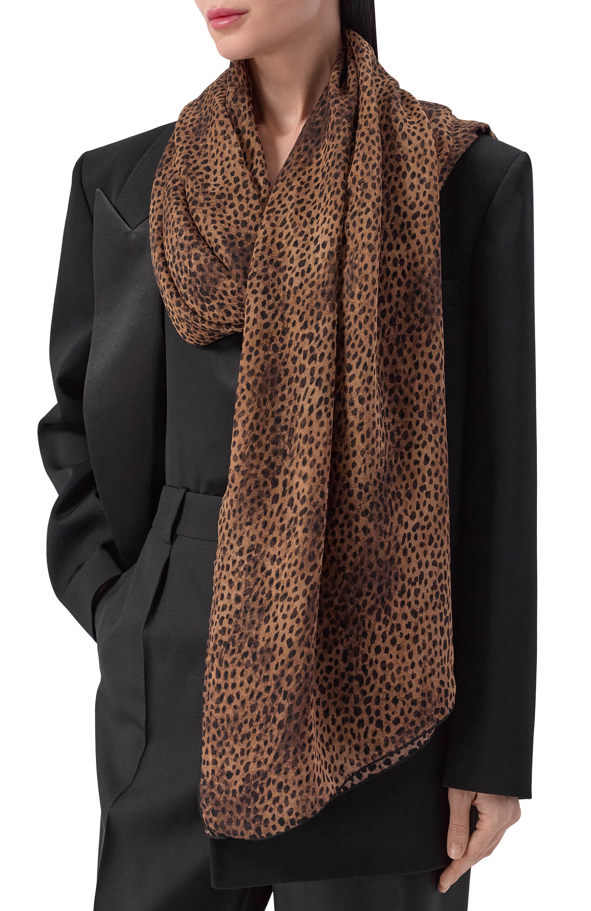 Шелковый палантин SAINT LAURENT, арт. 863545/3Y035, фото 2