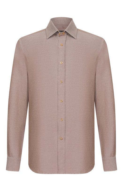 Рубашка из хлопка и льна Stefano Ricci MC007956/BX2928 Коричневый MC007956/BX2928