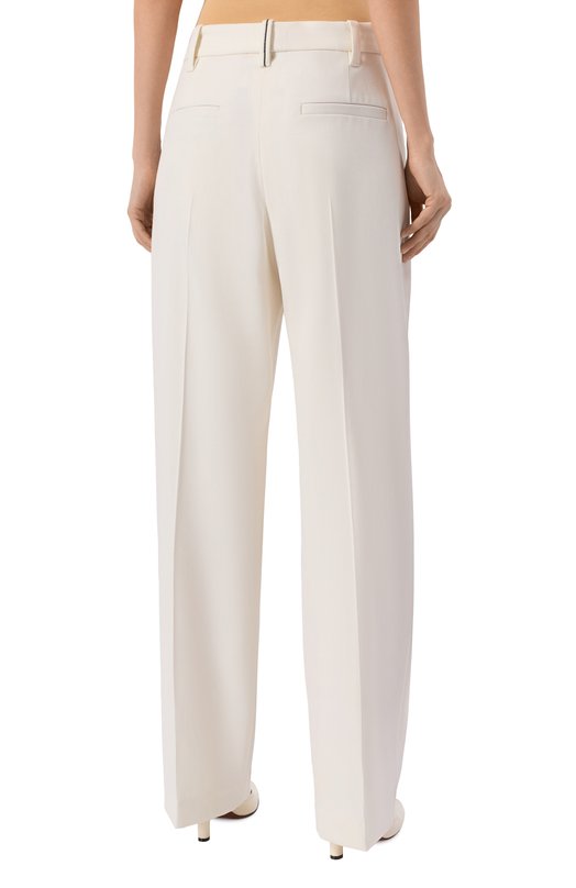 Шерстяные брюки Brunello Cucinelli MB176P9042 Кремовый  MB176P9042 Фото 4