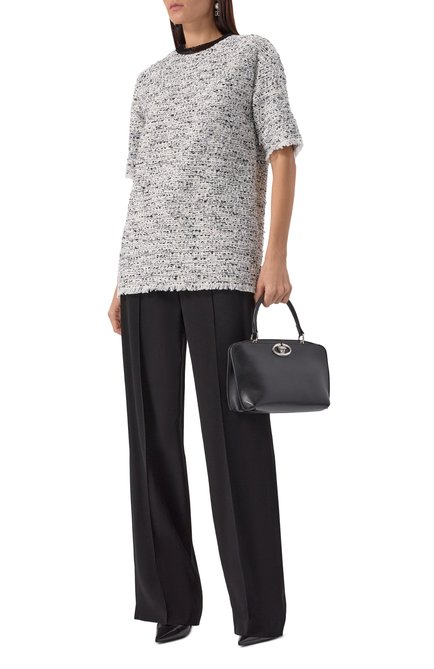 Женские брюки из вискозы BALMAIN черного цвета, арт. EF0P0160/VB00 | Фото 2 (Длина (брюки, джинсы): Удлиненные; Материал сплава: Проставлено; Драгоценные камни: Проставлено; Материал внешний: Вискоза)