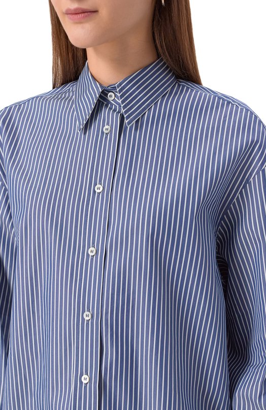 Рубашка из хлопка и шелка Brunello Cucinelli MA794NM116 Синий  MA794NM116 Фото 5