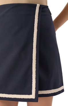 Женская шерстяная юбка MSGM синего цвета, арт. 3841MDD16/257127 | Фото 5 (Материал внешний: Шерсть; Длина Ж (юбки, платья, шорты): Мини; Стили: Преппи; Кросс-КТ: костюм)