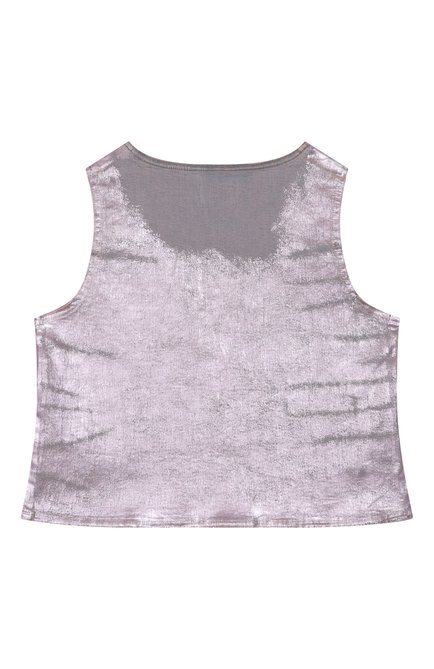 Детский джинсовый топ DIESEL сиреневого цвета, арт. J02169/KXBMY | Фото 2 (Рукава: Короткие; Драгоценные камни: Проставлено; Материал сплава: Проставлено; Материал внешний: Хлопок)