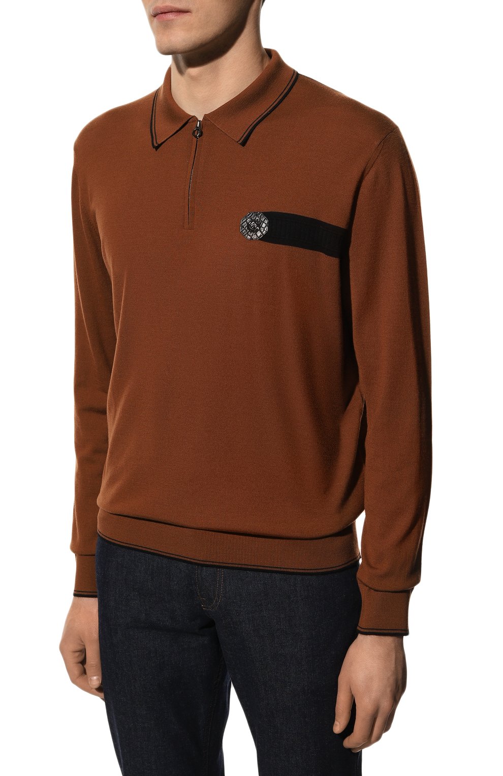 Поло с отделкой из кожи аллигатора STEFANO RICCI, арт. K606312AZ1/F22465, фото 3