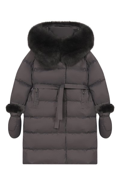 Пуховое пальто с отделкой из лисы YVES SALOMON ENFANT, арт. 25WEM920XXD0XW/6A