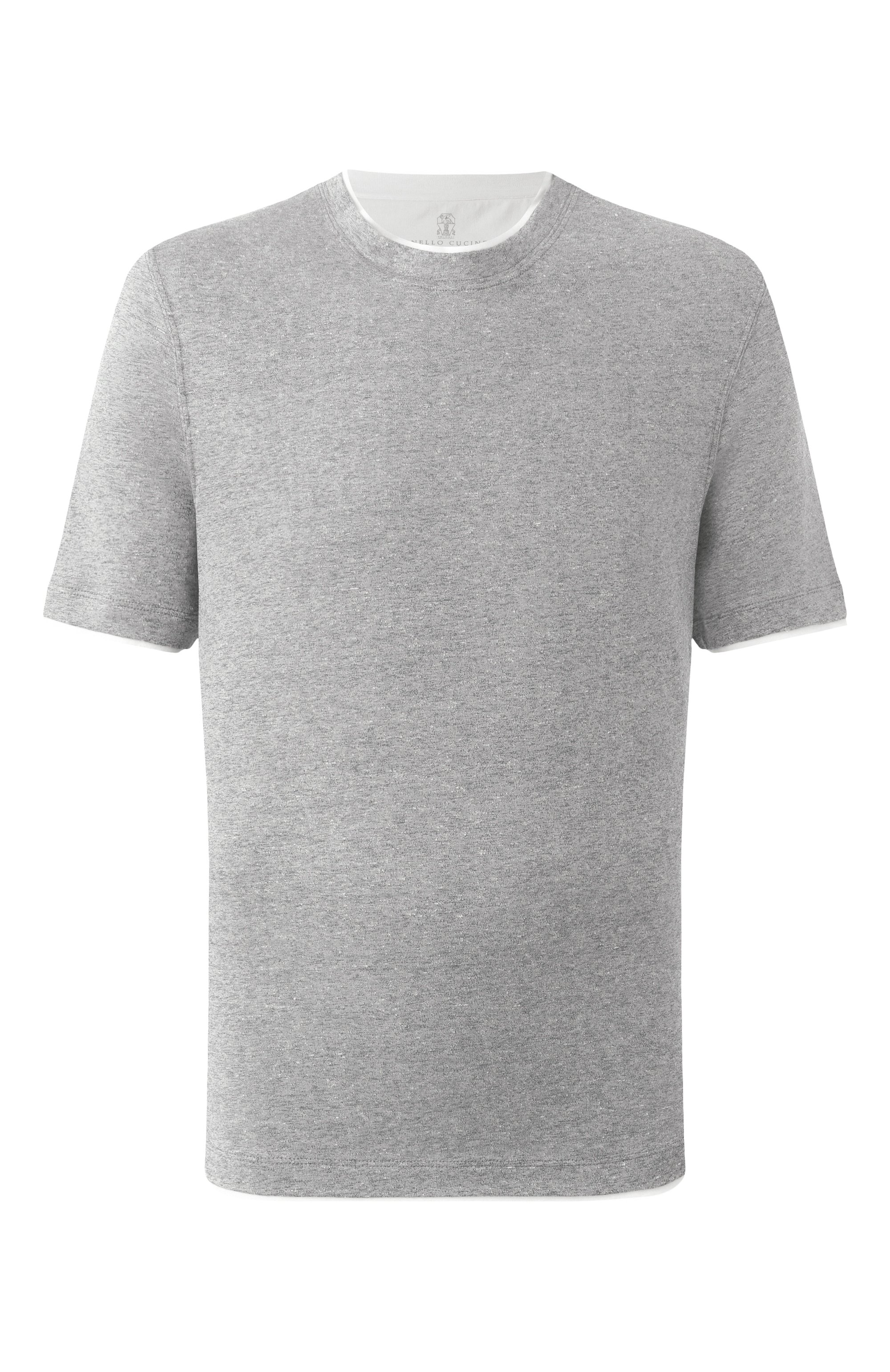 Футболка изо льна и хлопка BRUNELLO CUCINELLI, арт. MW8357427, фото 1