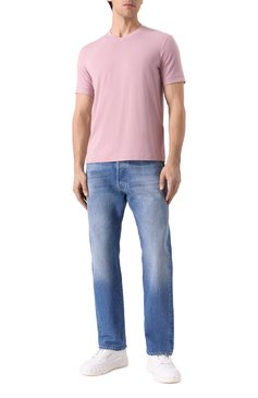 Мужская футболка из вискозы GIORGIO ARMANI розового цвета, арт. 8NST53/SJP4Z | Фото 2 (Рукава: Короткие; Материал внешний: Вискоза; Длина (для топов): Стандартные; Принт: Без принта; Стили: Романтичный, Кэжуэл; Мужское Кросс-КТ: Футболка-одежда; Кросс-КТ: Джерси)
