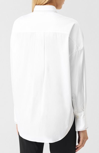 Однотонная хлопковая блуза с декоративной отделкой BRUNELLO CUCINELLI, арт. M0091N0406, фото 4