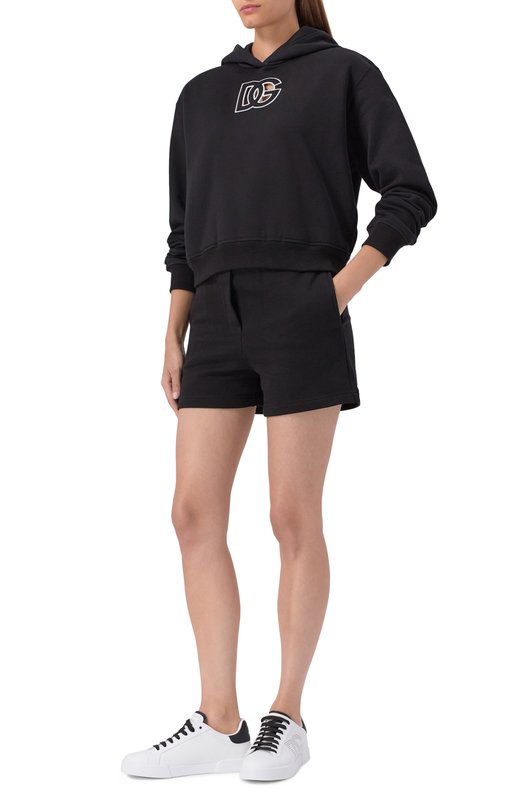 Хлопковое худи Dolce & Gabbana F9S47Z/GDC9Y Чёрный  F9S47Z/GDC9Y Фото 2