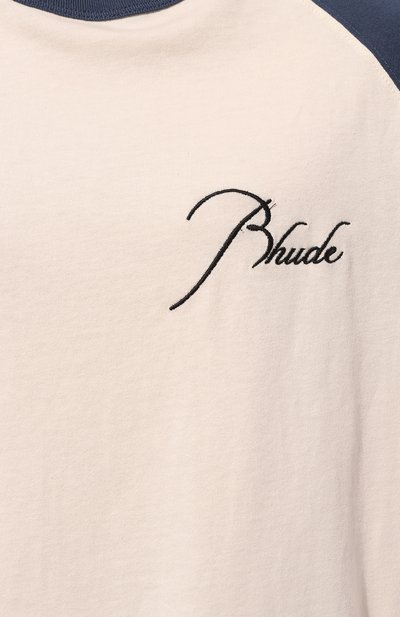 Хлопковая футболка RHUDE кремового цвета по цене 43800 руб., арт. RHPS24TT07012155, фото 5 Хлопковая футболка RHUDE, арт. RHPS24TT07012155, фото 5