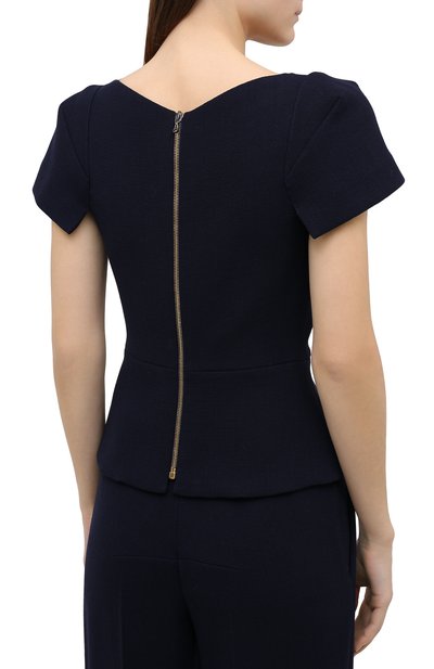 Шерстяной топ ROLAND MOURET синего цвета по цене 69800 руб., арт. PW20/S0968/F4044, фото 4 Шерстяной топ ROLAND MOURET, арт. PW20/S0968/F4044, фото 4