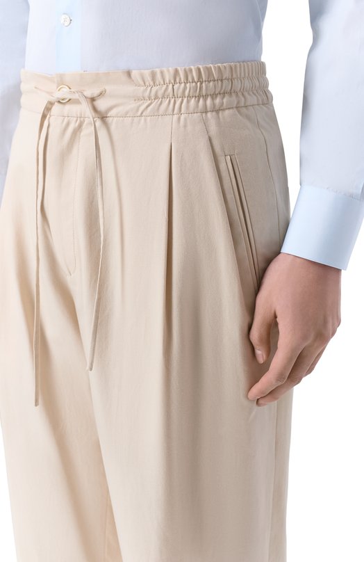 Брюки из хлопка и шелка MVST 25E/X1P/0/B011/0207 Бежевый  25E/X1P/0/B011/0207 Фото 5