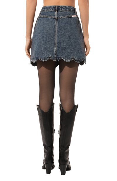 Джинсовая юбка SELF-PORTRAIT тёмно-голубого цвета по цене 27500 руб., арт. RS23-803SK, фото 4 Джинсовая юбка SELF-PORTRAIT, арт. RS23-803SK, фото 4