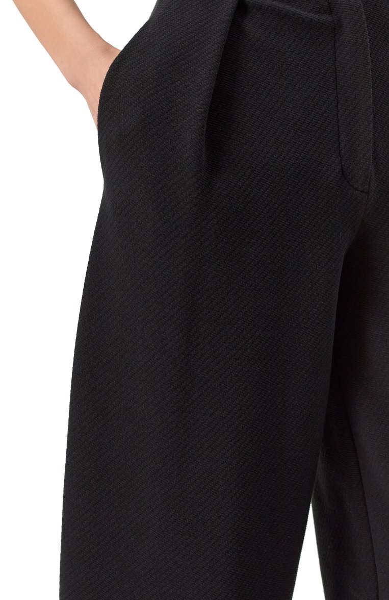 Женские брюки EMPORIO ARMANI черного цвета, арт. EW000681/AF12421 | Фото 5 (Длина (брюки, джинсы): Стандартные; Силуэт Ж (брюки и джинсы): Прямые; Женское Кросс-КТ: Брюки-одежда; Стили: Кэжуэл; Материал внешний: Хлопок, Синтетический материал)