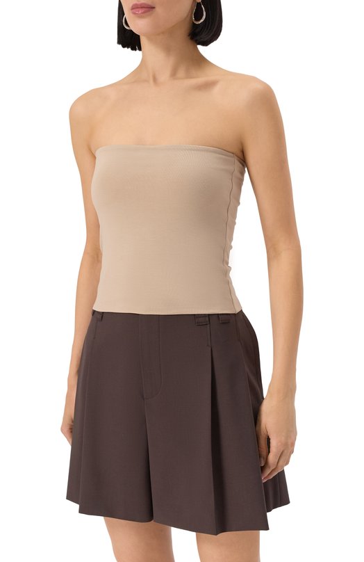 Хлопковый топ Brunello Cucinelli MPT1802B19 Бежевый  MPT1802B19 Фото 3