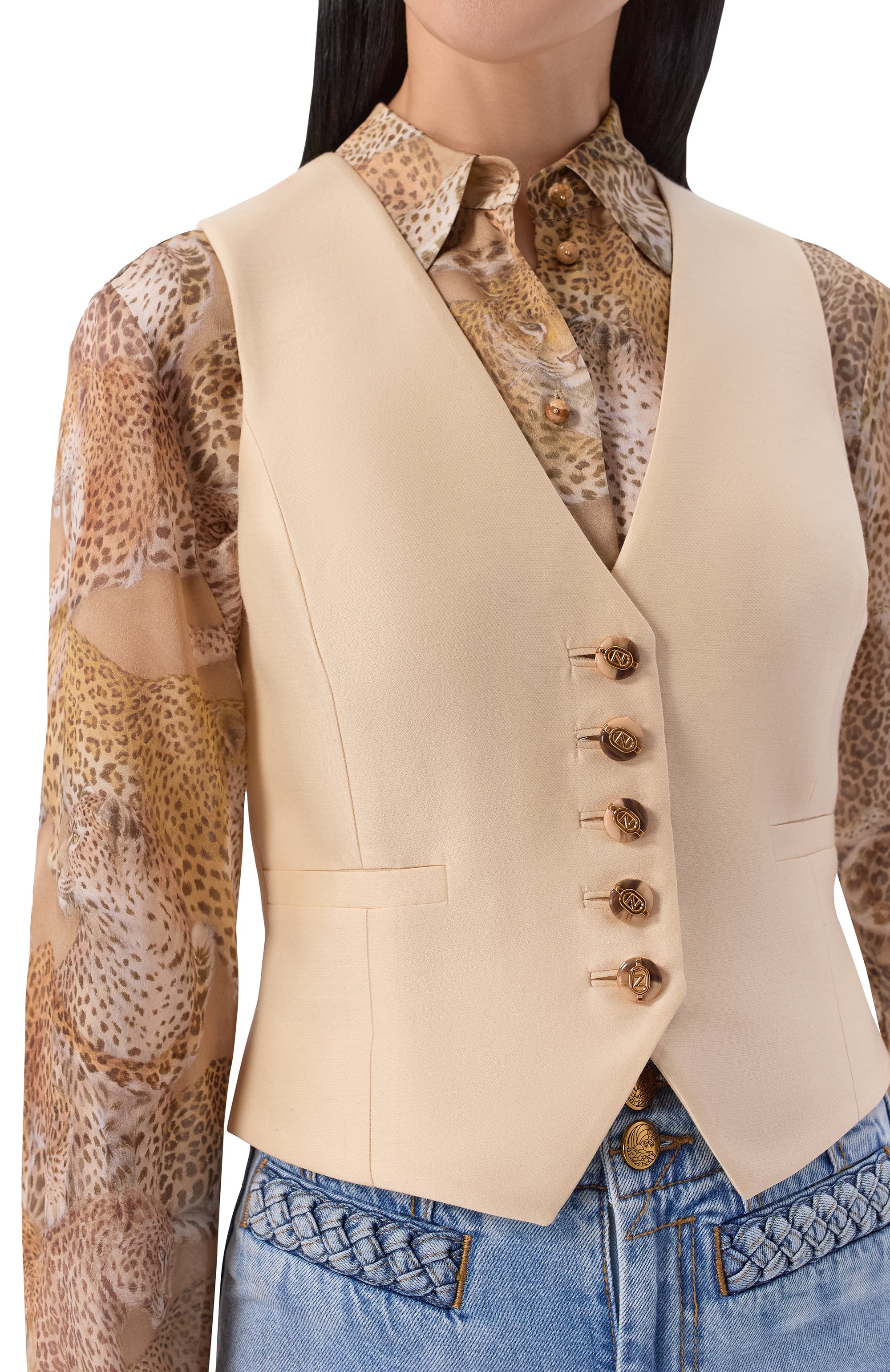 Жилет из шерсти и шелка ZIMMERMANN кремового цвета по цене 107000 руб., арт. 2948JS261, фото 5 Жилет из шерсти и шелка ZIMMERMANN, арт. 2948JS261, фото 5