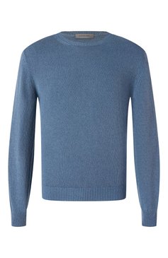 Мужской джемпер из хлопка и кашемира CORNELIANI голубого цвета, арт. 25M598-2525176 | Фото 1 (Рукава: Длинные; Материал внешний: Хлопок; Длина (для топов): Стандартные; Мужское Кросс-КТ: Джемперы; Стили: Кэжуэл; Принт: Без принта; Вырез: Круглый)