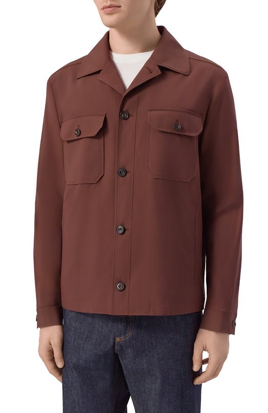 Шерстяная куртка-рубашка Corneliani 27LI23/2718523 Коричневый  27LI23/2718523 Фото 3