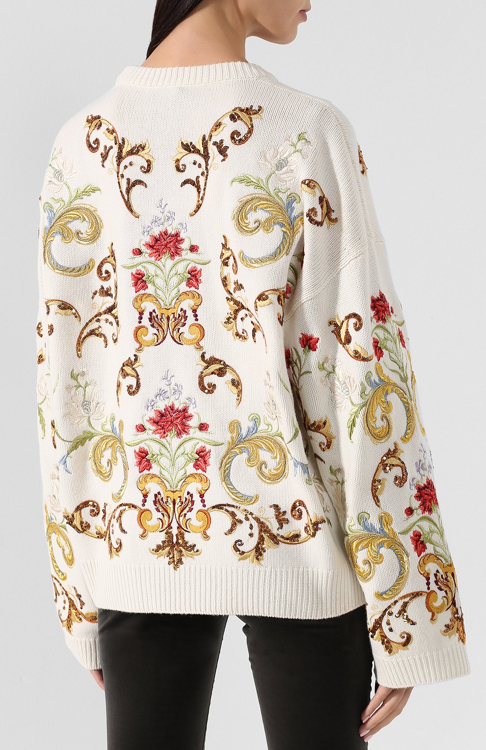 Кашемировый пуловер DOLCE & GABBANA белого цвета по цене 473500 руб., арт. FX346T/JAWJT, фото 4 Кашемировый пуловер DOLCE & GABBANA, арт. FX346T/JAWJT, фото 4
