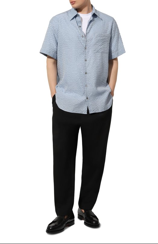 Рубашка из хлопка и шелка Giorgio Armani 4SGCC099/T04S7 Голубой  4SGCC099/T04S7 Фото 2