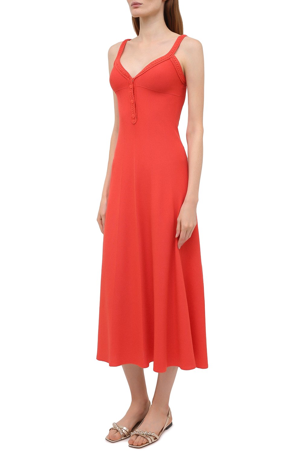 Платье из шелка и хлопка LORO PIANA кораллового цвета по цене 299500 руб., арт. FAL5250, фото 3 Платье из шелка и хлопка LORO PIANA, арт. FAL5250, фото 3